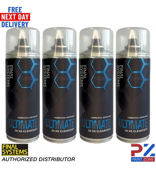 4 x FINAL SYSTEMS ULTIMATE 2K HS CLEARCOAT AEROSOL - 400ml